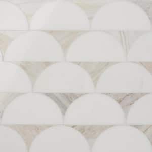 Halfmoon Sabbia 8.97 in. x 11.96 in. Polished Marble Floor and Wall Mosaic Tile (0.74 Sq. Ft./Each)