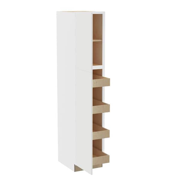 Hargrove 18 in. W x 24 in. D x 84 in. H Assembled Plywood Pantry Kitchen Cabinet in Vesper White with 4ROT Soft Close LH