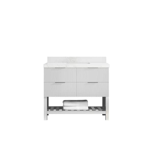 Willow Collections Catalina 42 in. W x 22 in. D x 36 in. H Single Sink Bath Vanity in White with 2 in. Empira White Qt. Top