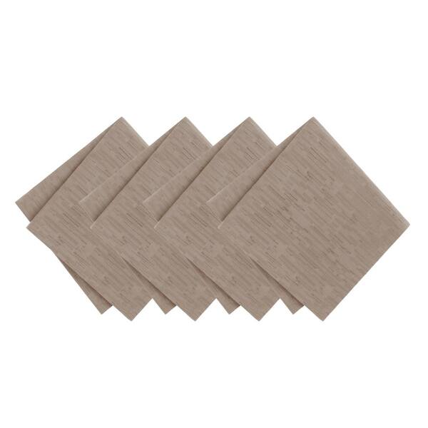 Threadmade Home Continental Solid Texture Water Resistant Napkins, Set of 4, Taupe - 17"W x 17"L