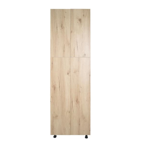 Radiance 24 in. W x 24 in. D x 90 in. H Ready to Assemble Slab Pantry Kitchen Cabinet in Light Oak