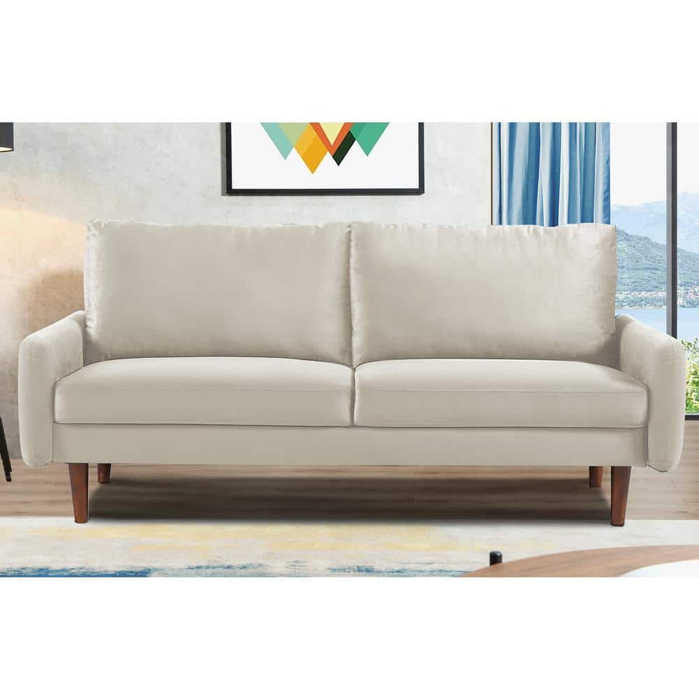US Pride Furniture Valarie 58 in. Ivory Velvet 2Seater Loveseat with