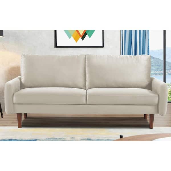 US Pride Furniture Valarie 58 in. Ivory Velvet 2-Seater Loveseat with Tapered Legs