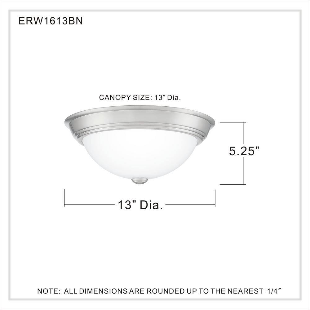 Erwin 13" Brushed Nickel and Glass LED Flush Mount