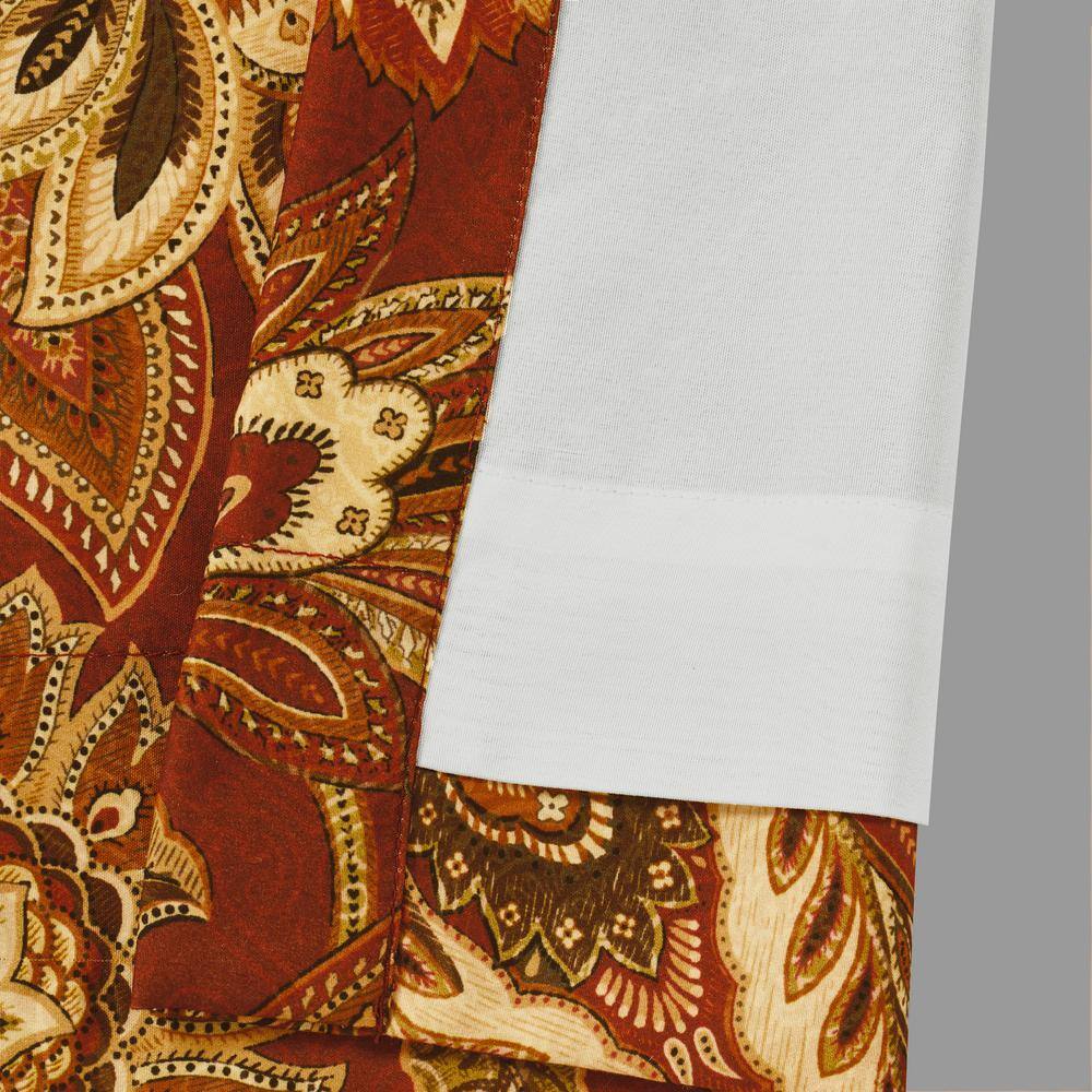 Montecito Red Polyester Ground Length Window Panel Pair