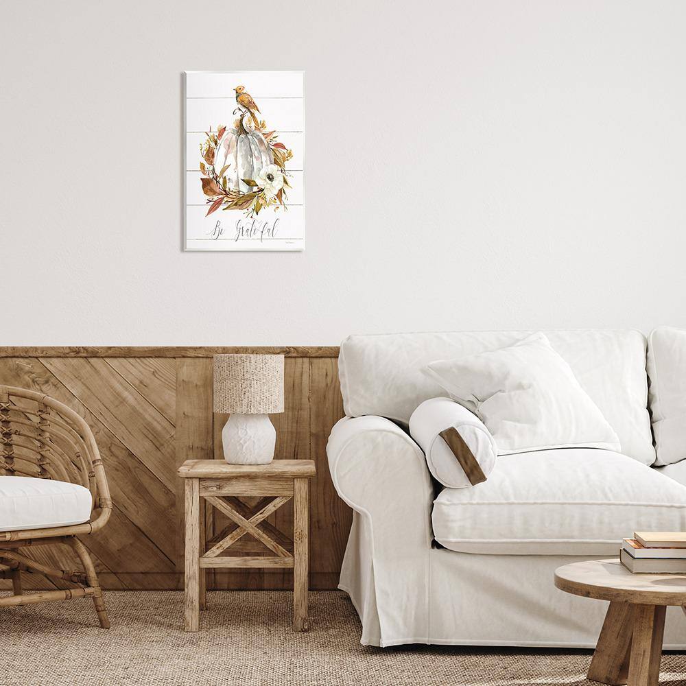 Be Grateful Fall Pumpkin Botanical MDF Wall Art
