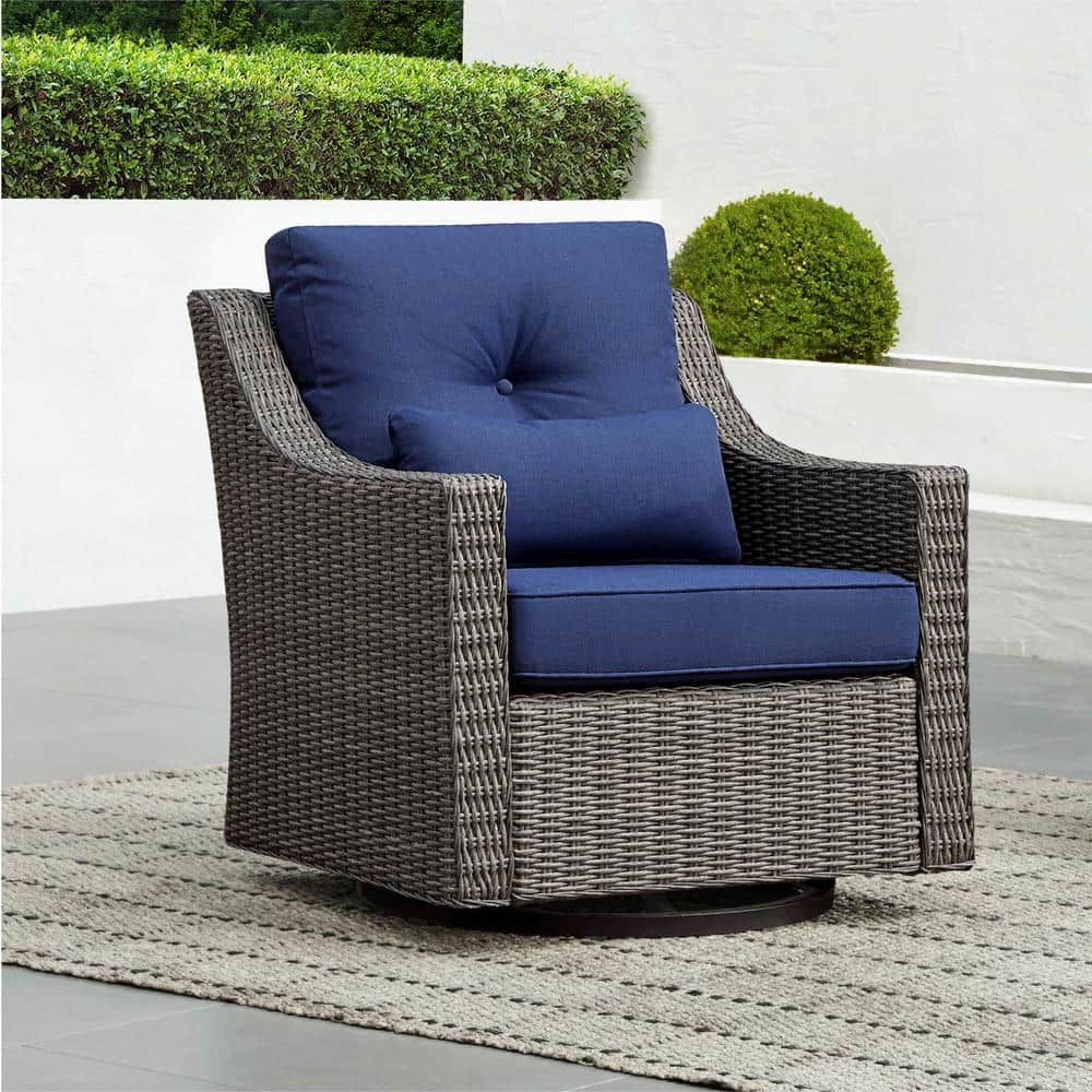 Spruce & Spring Thaddeus Grey Fabric Rocking Swivel Wicker