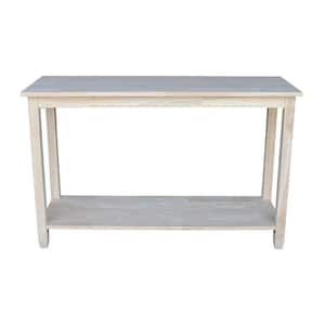 Solano 48 in. Unfinished Standard Rectangle Wood Console Table with Storage
