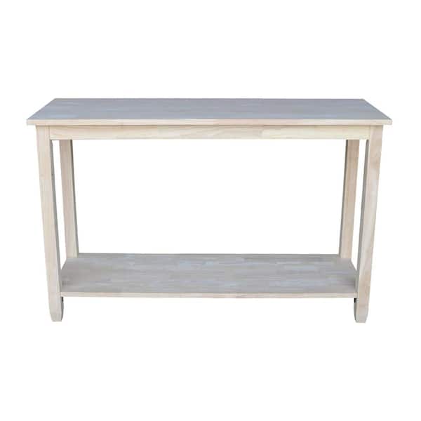 International Concepts Solano 48 in. Unfinished Standard Rectangle Wood Console Table with Storage
