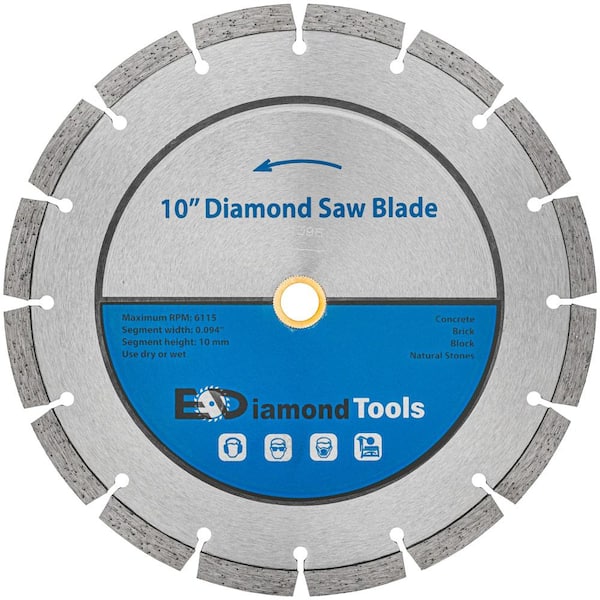 EDiamondTools 10 in. General Purpose Segmented Diamond Saw Blades for Concrete and Masonry, 10 mm Segment Height, 7/8-5/8 in. Arbor