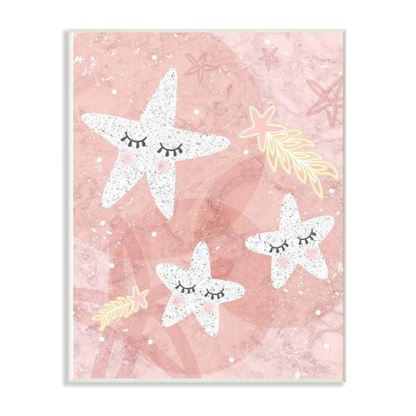 Stupell Industries 10 in. x 15 in. " Blush Pink Speckled Polka Dot Stars With Eyelashes" by Daphne Polselli Wall Plaque Art