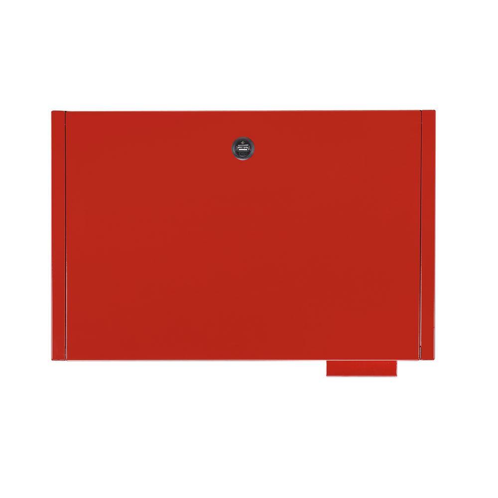 Gemma 19" Red Metal Nightstand with USB Charging Port
