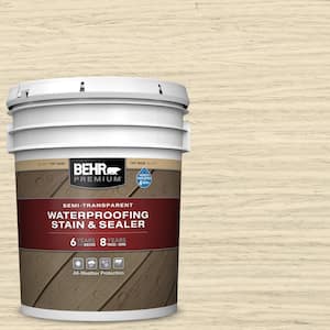 5 gal. #ST-157 Navajo White Semi-Transparent Waterproofing Exterior Wood Stain and Sealer