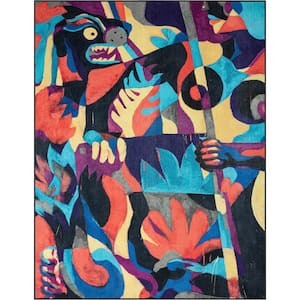 Misha The Sunday Jungle There Will Be Blood Modern Abstract Multi 6 ft. 7 in. x 9 ft. 3 in. Area Rug