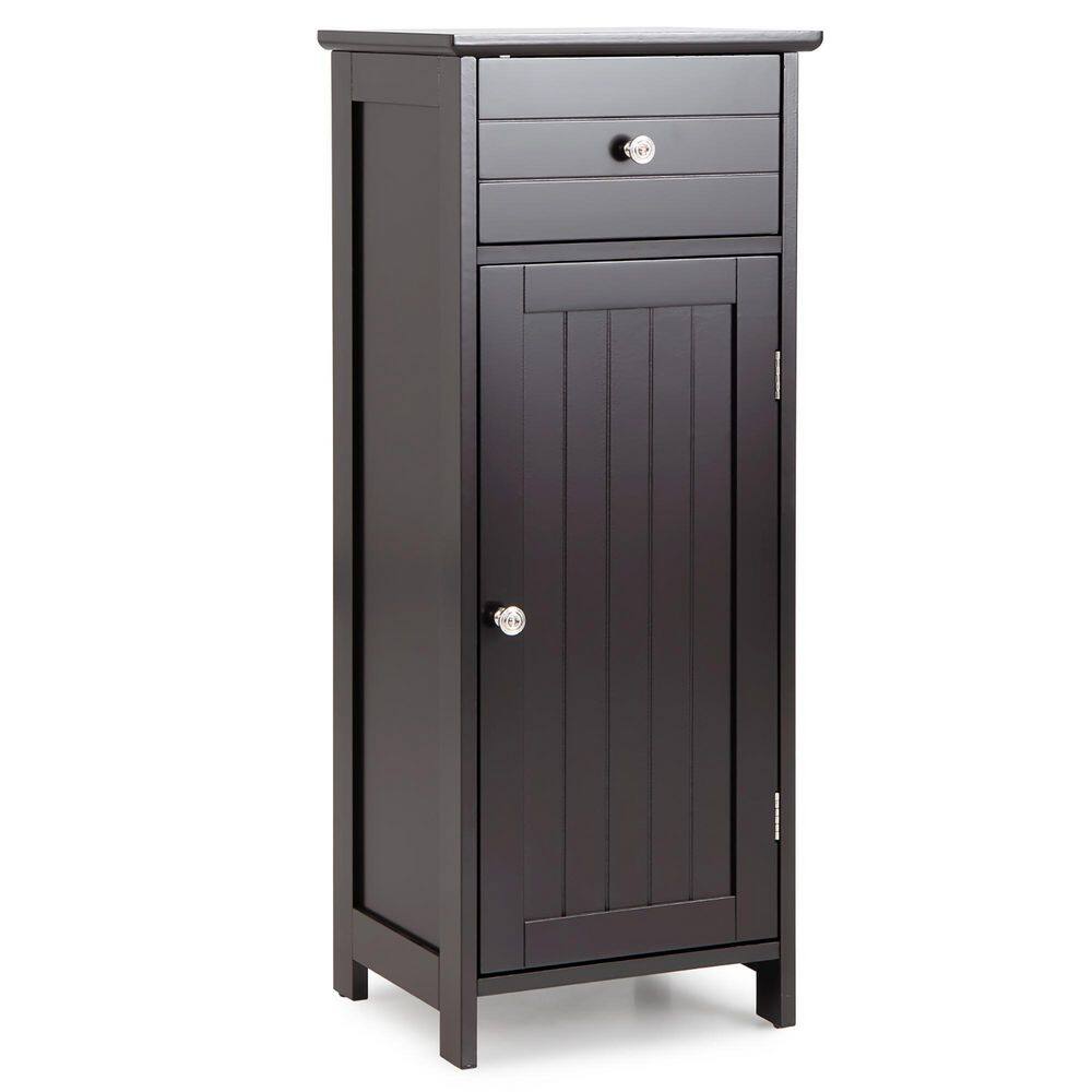 Costway 14 in. W x 12 in. D x 34.5 in. H Brown MDF Freestanding Linen ...