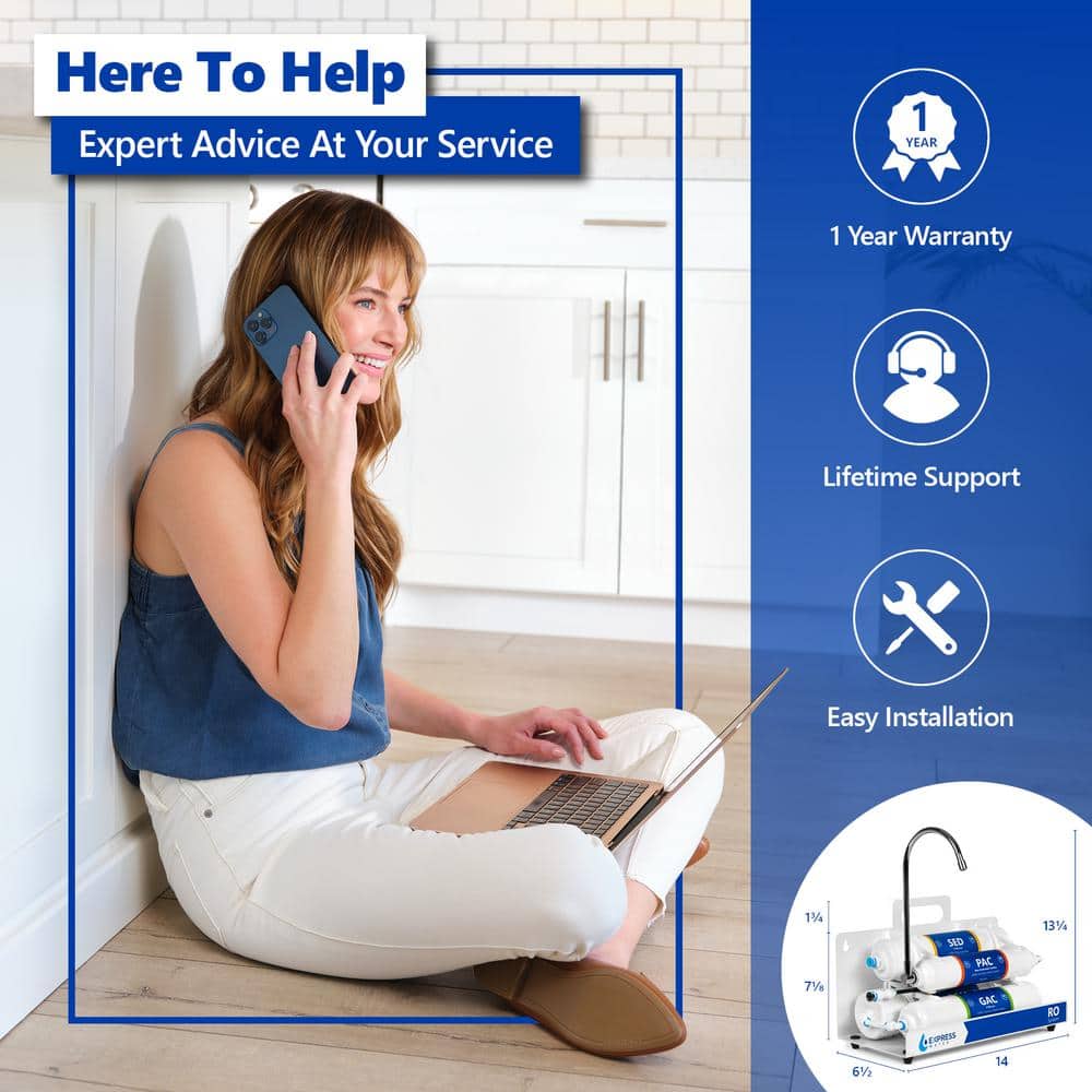 Compact White 4-Stage Under-Sink Reverse Osmosis Water Filter