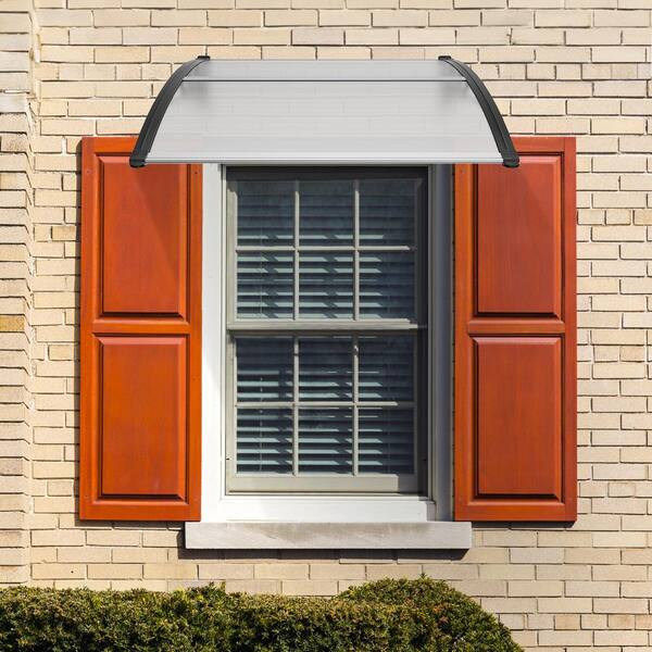 Awning for Door Entrance with Drainage Sink,32x40 Inch Awnings for Doors,Window Canopy Exterior with Plastic Steel Bracket,Polycarbonate Cover,UV,Rain,Snow Protection for House,Porch,Patio,Deck