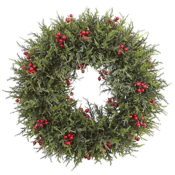 Nearly Natural 20in. Cedar Berry Artificial Wreath