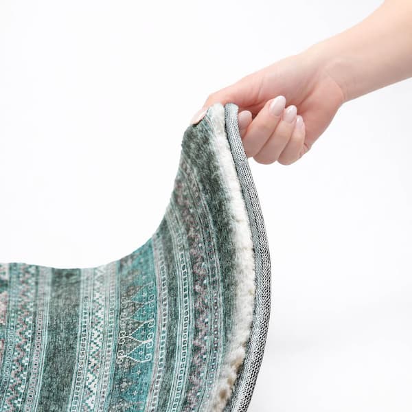 Dream Shag Premium Machine Washable Abstract ADS714 Teal 10 ft. x 14 ft. Area Rug