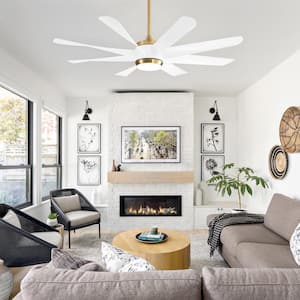 Hector 60 in. Integrated LED Indoor Gold White-Blade Ceiling Fan with Light and Remote Control Included