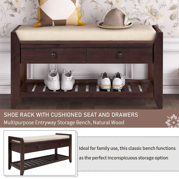 Dexter wood discount shoe storage bench