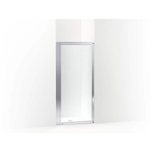 Attend 33 in. W x 69 in. H Pivot Framed Shower Door in Bright Silver