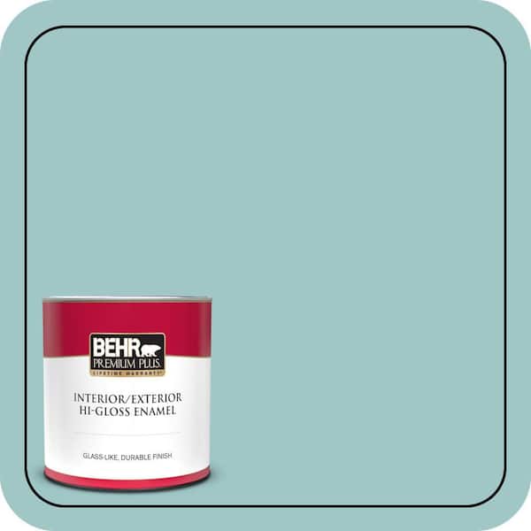BEHR PREMIUM PLUS 1 qt. #HDC-SP16-08 Blue Bell Hi-Gloss Enamel Interior/Exterior Paint & Primer