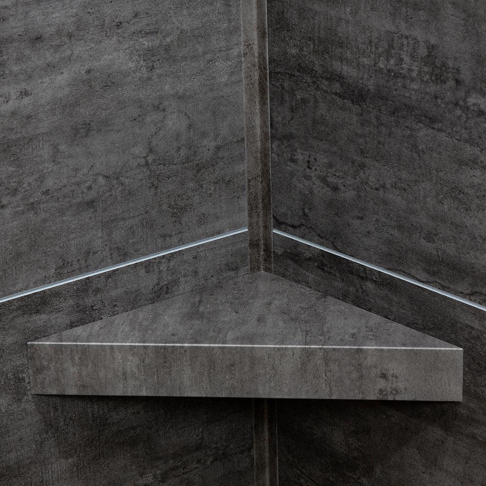 Ashen Slate Waterproof PVC Corner Shower Shelf