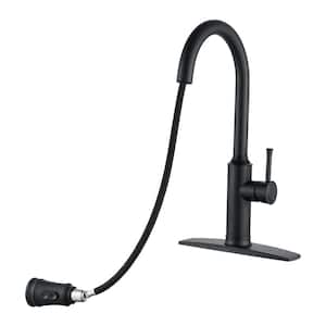 Single Handle Pull Down Sprayer Kitchen Faucet with Pull Out Spray Wand in Matt Black