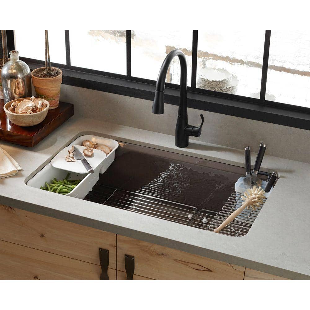 Thunder Grey Cast Iron Drop-In Single Bowl Kitchen Sink
