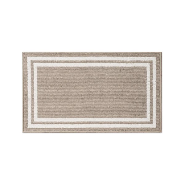 Washable Skid-Resistant Linen/Ivory 2 ft. x 4 ft. All Loop Tufted Area Rug
