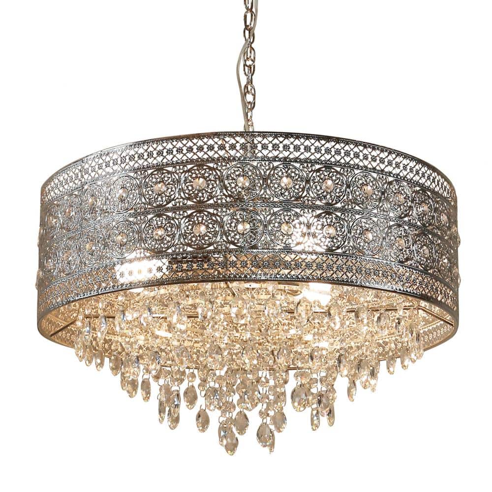 Brielle 26'' Polished Nickel Floral Crystal Medallion Chandelier