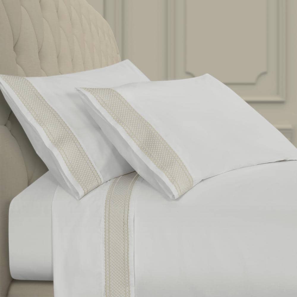 Montefiore 4-Pieces Ivory Cotton California King Sheet Set