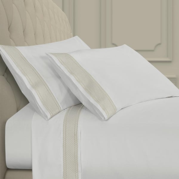 Unbranded Montefiore 4-Pieces Ivory Cotton California King Sheet Set