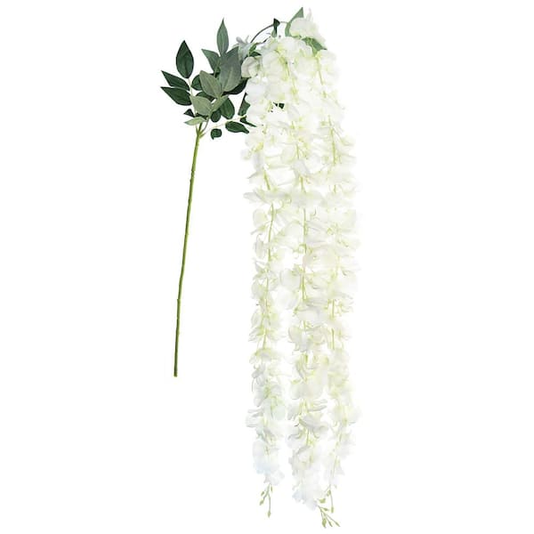 LIVING LUXURY 66 in. Long Cream White Artificial Hanging Wisteria Flower Stem Spray (Set of 2)