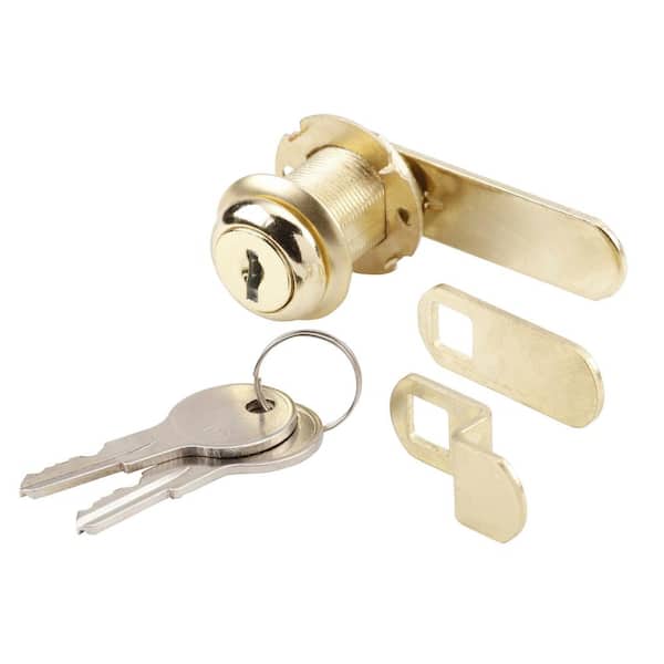 Prime-Line 13/16 in., Steel, Brass Plated, Keyed Drawer and Cabinet Cam Lock  U 9946 - The Home Depot