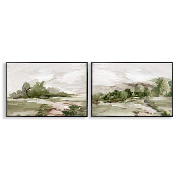 Stupell Industries Impressions of Country Hills by Lera 2 Pieces Black Framed Nature Giclee Art Print 12 in. x 18 in.