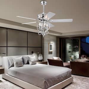 52 in. Indoor Silver Standard Ceiling Fan with 5 Wood Blades