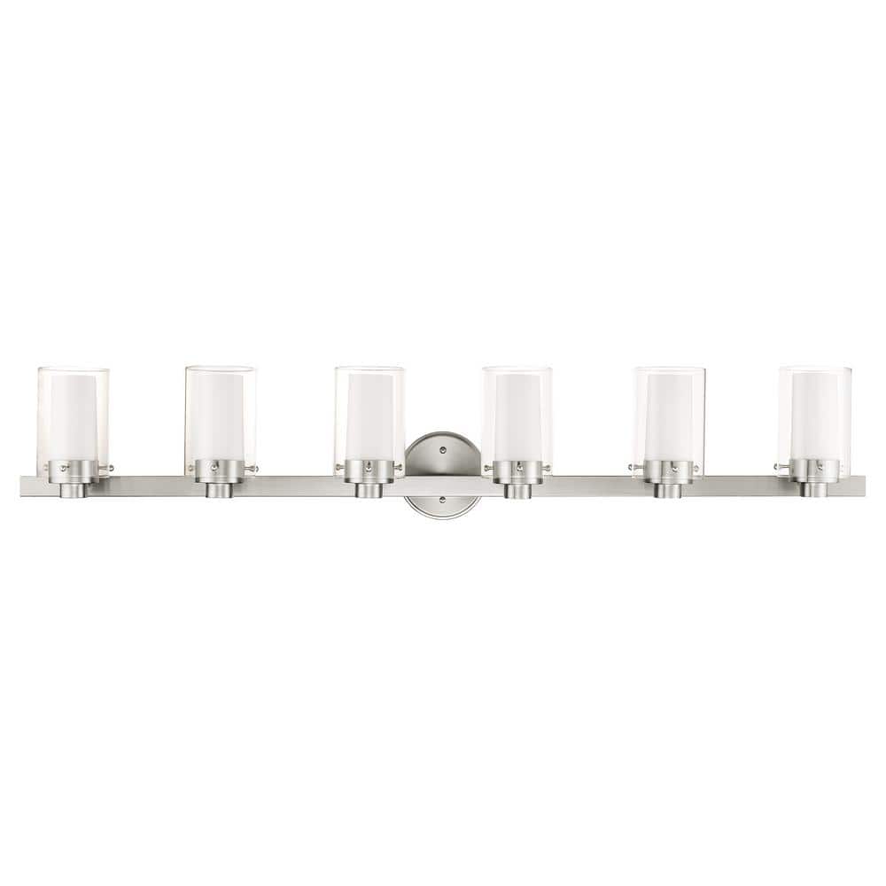 Brushed Nickel 6-Light Modern Bathroom Vanity Fixture