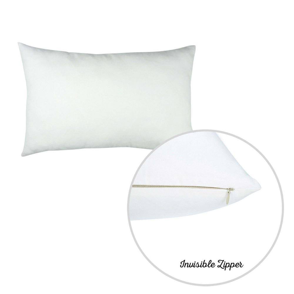 White Polyester Lumbar Pillow Covers Set of 4