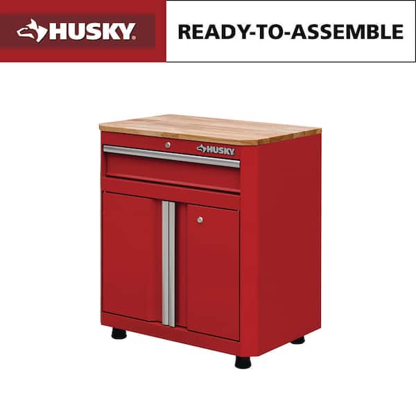 Ready-to-Assemble 28 in. W x 32.8 in. H x 18.3 in. D 24-Gauge 1-Shelf Steel Freestanding Cabinet in Red