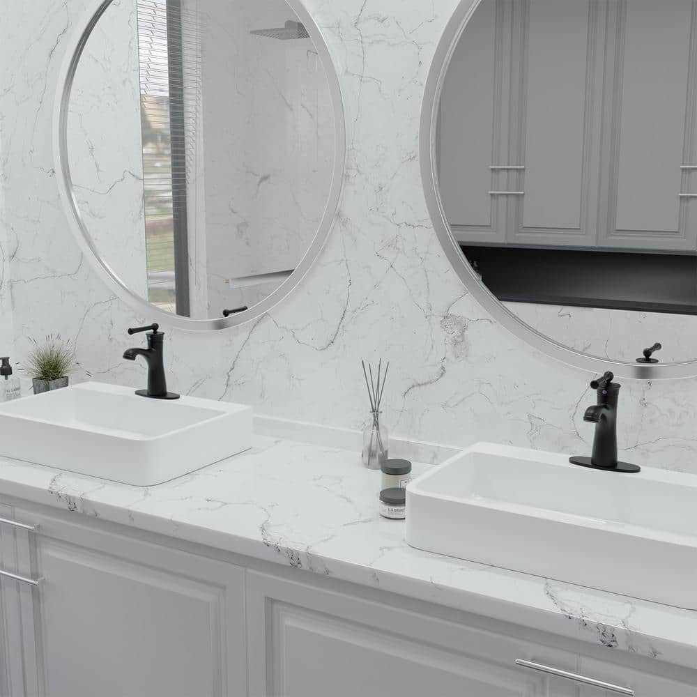 Matte Black Single Handle Bathroom Faucet with Drain Assembly