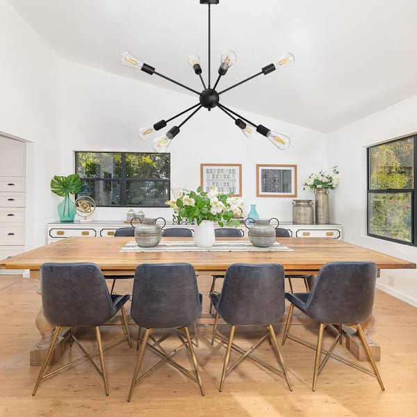 8-Light Black Sputnik Chandeliers, Modern Ceiling Light Fixture, Farmhouse Chandelier, Kitchen Light Fixtures Pendant