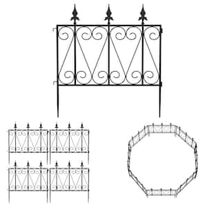 24 in. H Black Iron Garden Fence Thicken Metal Wire Fencing Rustproof (8-Panels)