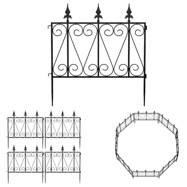 Kingdely 24 in. H Black Iron Garden Fence Thicken Metal Wire Fencing Rustproof (8-Panels)