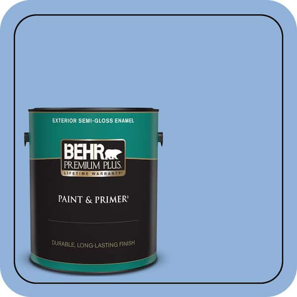 BEHR PREMIUM PLUS 1 gal. #580B-5 Cornflower Blue Semi-Gloss Enamel Exterior Paint & Primer
