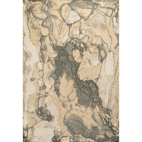 Marmo Abstract Marbled Modern Gold/Gray 4 ft. x 6 ft. Area Rug