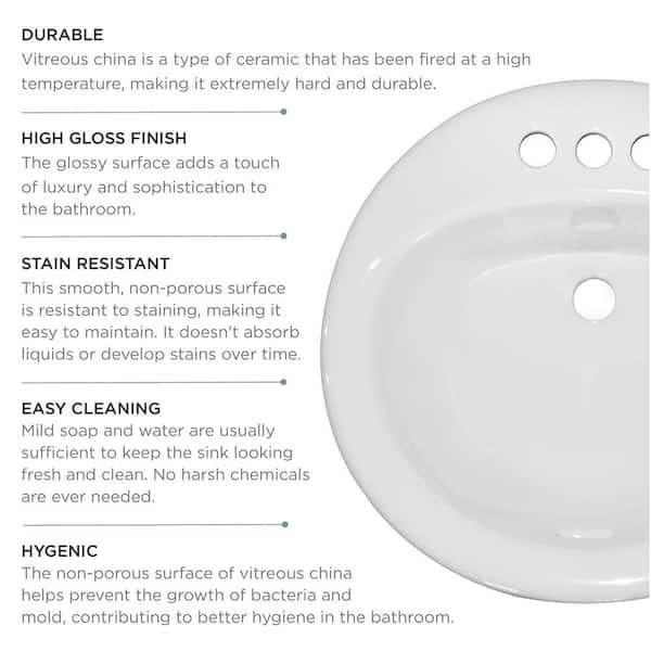 Glacier Bay 19 in. Drop-In Round Vitreous China Bathroom