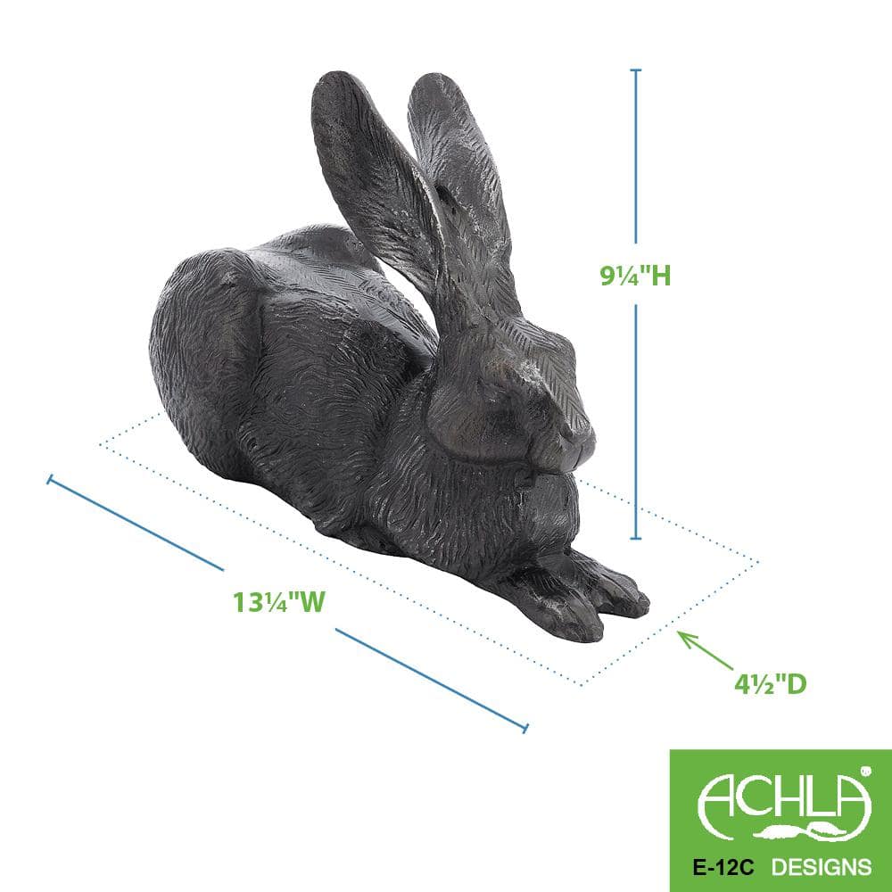 Charcoal Cast Aluminum Rabbit Garden Statue