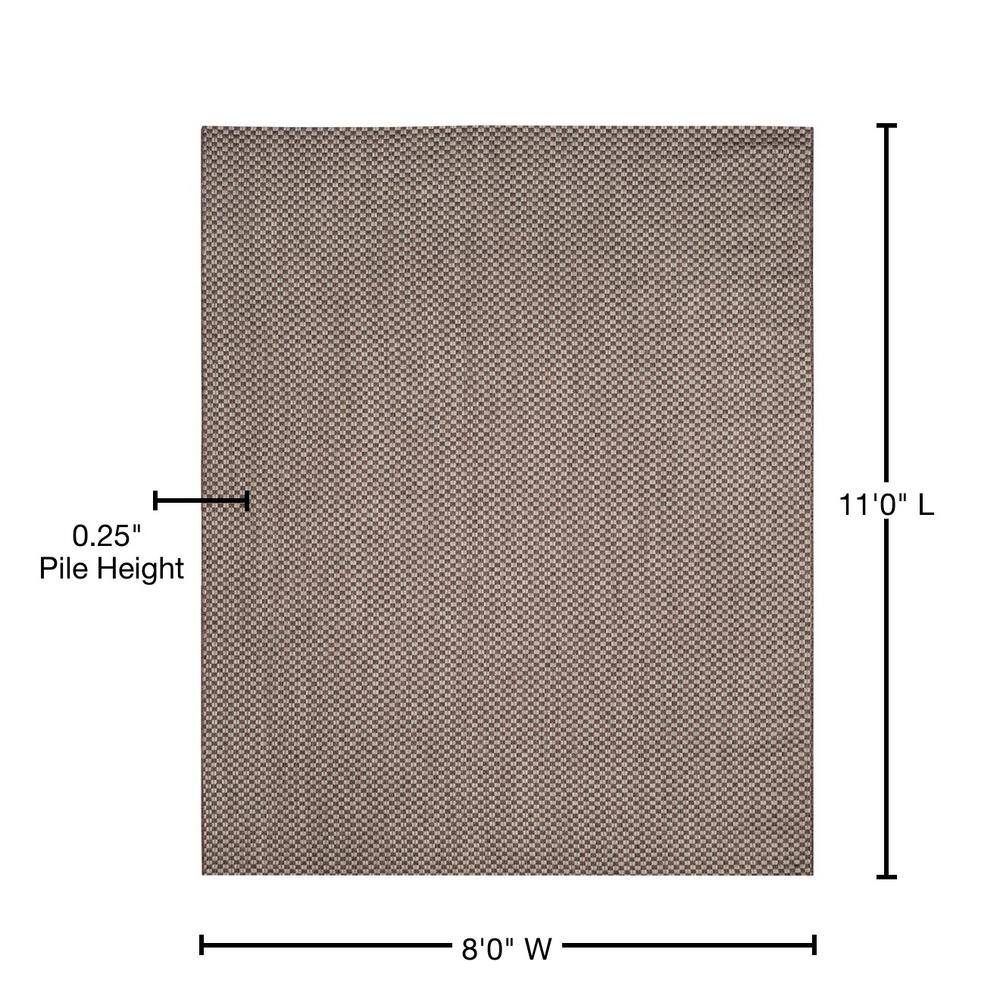 Light Brown and Light Grey Reversible Synthetic Area Rug, 8' x 11'
